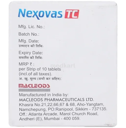 nexovas tc 40/10/12.5mg tablet 10's